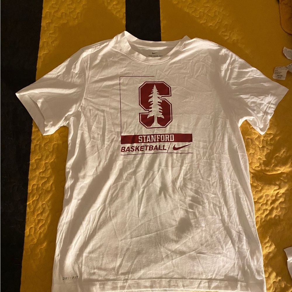 Nike White Stanford Basketball Graphic Tee with Cardinal Logo